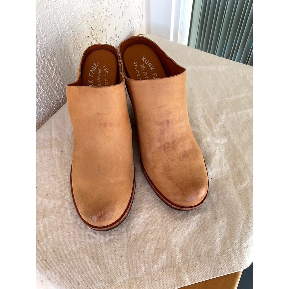 KorkEase Challis Tan Nubuck Leather, Wedge Mule Clog Booties Slip On Women 8.5 - Picture 7 of 11